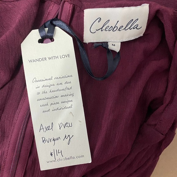 NWT Cleobella Burgundy Axel Tie Front Mini Dress Size Medium - Picture 6 of 7